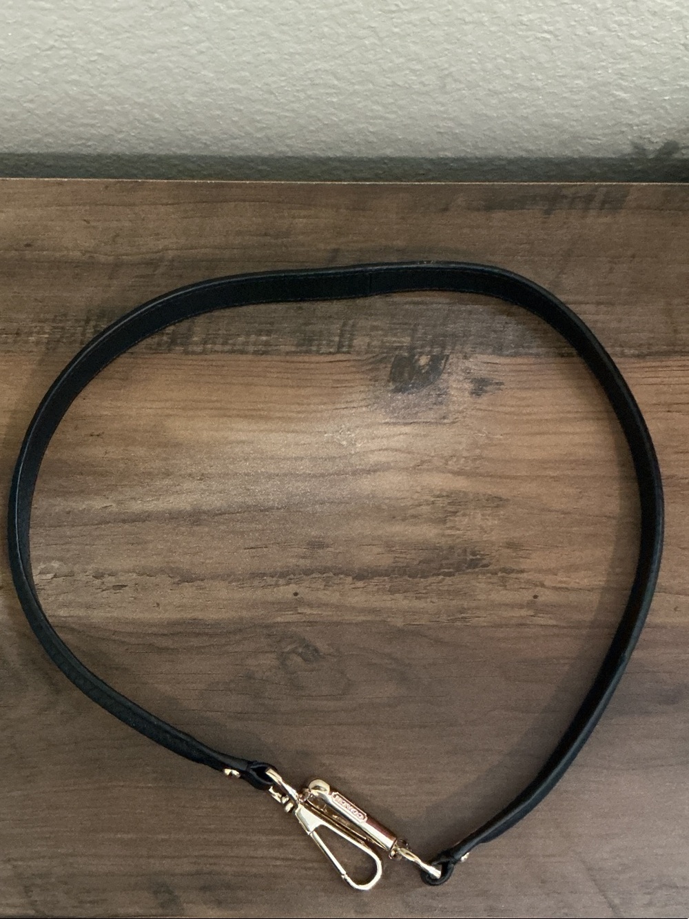Coach Black Leather Shoulder Strap with Gold Hardware